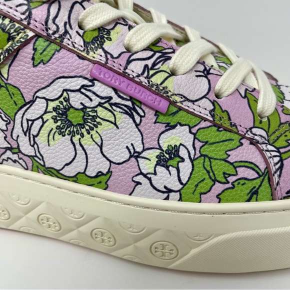 Tory Burch Ladybug Sneaker in Purple Bold Flowers / Oyster Size 9 New - Picture 9 of 14